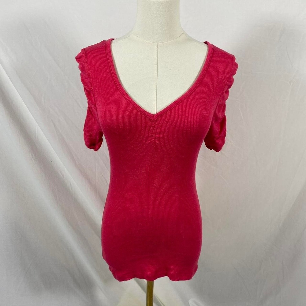 No Boundaries hot pink lace short sleeve top size medium y2k preppy coquette